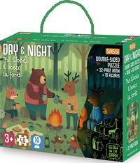 Copertina WOODS-IL BOSCO-LA FORET. PUZZLE DAY & NIGHT. EDIZ. MULTILINGUE. CON PUZZLE DI 40 PEZZI. CON 10 S... 